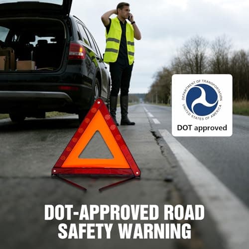 XOOL Emergency Warning Triangle Kit – Roadside Safety Kit with Reflective Warning Triangles, High-Visibility Safety Vests, Storage Bag & Gloves for Car Breakdowns & Emergencies — view 3