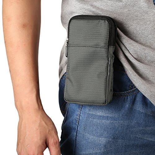 Cell Phone Pouch with Strap Men, Cell Phone Shoulder Bag for Men, 6.5" Vertical Outdoor Travel Nylon Cellphone Crossbody Bag Smartphone Waist Pack Purse Belt Clip Pocket with Belt Loop Carabiner Hook — view 4