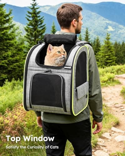 pecute Cat Backpack Expandable, Backpack for Cats & Small Dogs, Grey — view 4