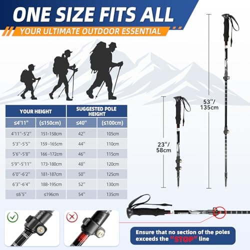 Telescopic Walking Sticks for Women&Men, Lightweight Hiking Poles — view 6