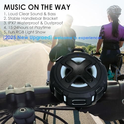 Upgraded, Pro Bike Speaker, with Handlebar Mount, Bluetooth V5.4, IPX7 Waterproof, Silicone Case, Broadcast Navigation,10W Bassup, 15-24H Playtime, Hook, for eBike, Bicycle, Motorcycle Accessories — view 3