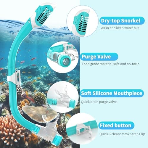 Findway Snorkel Mask for Kids,Swimming Goggles Kids for Boys Girls Youth Children Diving Mask with Nose Cover,No Leak Anti Fog Waterproof 180°Clear View Swim Goggles for Age 5-16 Years — view 5