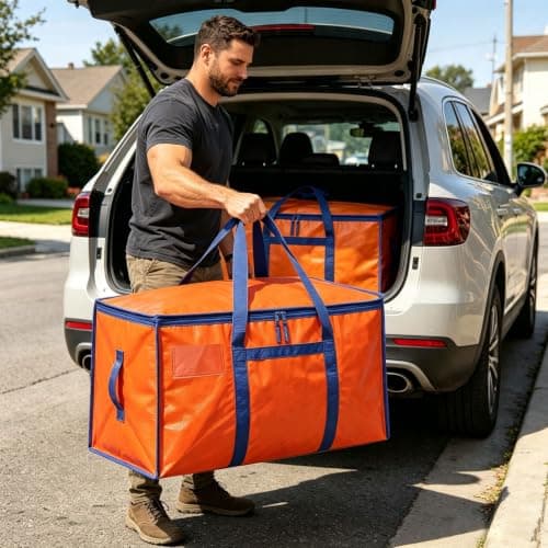 Colist 6 Pack 90L Moving Bags, Heavy Duty Clothes Storage Boxes Orange — view 5