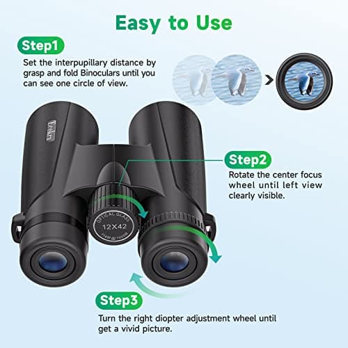 12x42 HD Binoculars for Adults, Super Bright High Power Compact Binoculars — view 6