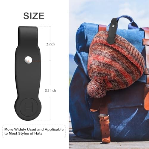 HKNR Magnetic Hat Clip for Travel, Strong Silicone Hat Holder for Bag Backpack Luggage, Hands Free Travel Accessories for Women & Men, Secure Grip for Sun Hats & Caps - Black — view 3