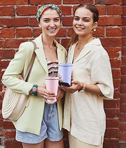 LATERN Iced Coffee Tumbler with Lid and Straw, 750ml Insulated Stainless Steel Cup Double Wall Vacuum Travel Coffee Mug Reusable Water Cup Keeps Drinks Cold & Hot (Sky Blue, 1Pcs) — view 6