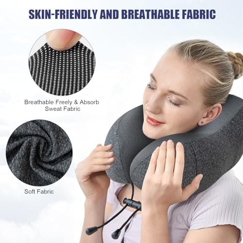 Jiancrate Travel Pillow for Airplane, Neck Pillow for Travel, Memory Foam Travel Neck Pillow for Adults, Soft & Lightweight Flight Pillow, Ergonomic Neck Cushion With Carry Bag — view 3