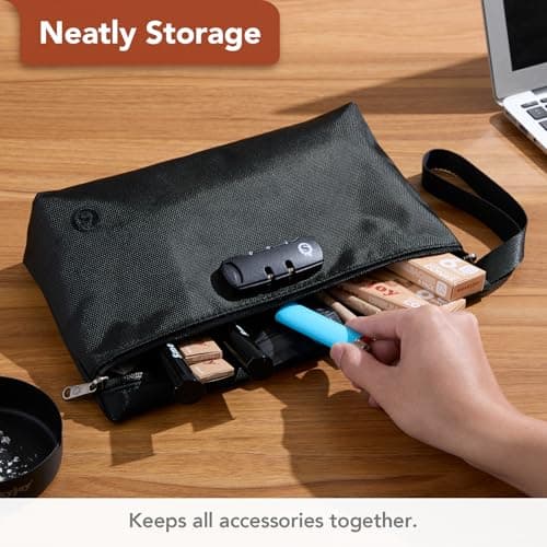 SmokyJoy Smell Proof Bag with Combination Lock, Container Box Odor Proof Safe Travel Storage Case Odorless Organizer Gift for Friend, Black, 0.0164 liters, Smell Proof Bag with Combination Lock — view 6