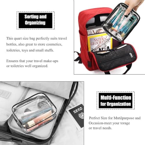 Clear Travel Toiletry Bag - TSA Approved Toiletry Makeup Bag with Zippers Travel Accessories Portable Waterproof Cosmetic Clear Makeup Bag for Women and Men — view 3