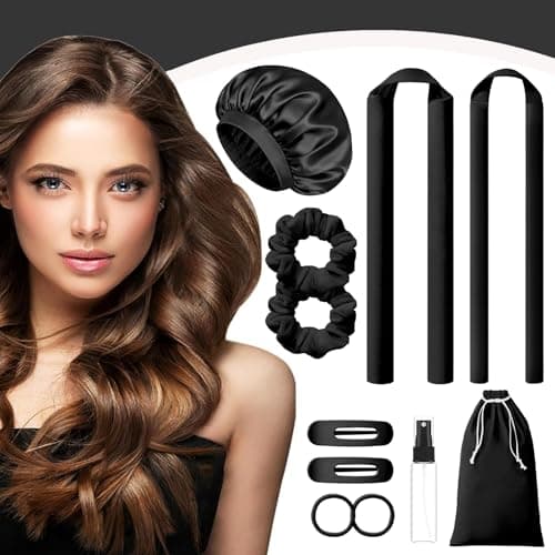 MZinge Heatless Hair Curler Set, Overnight Curling Rods 2 Sizes (1.5inch & 0.5inch) for All Hair Types, No Heat Damage, Complete Styling Kit with Sleep Cap & Storage Bag for women gifts (Black) — view 6