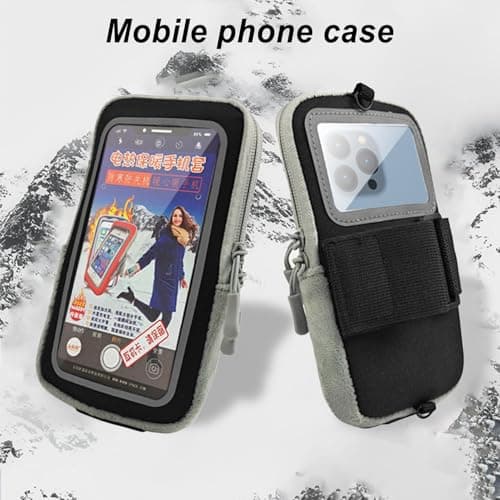 Electric Heating Phone Bag, 20x12cm Black Thermal Storage Case with 17x9cm Compartment for Smartphones, Travel, Outdoor, Daily Use, Warm Protection, Portable — view 6