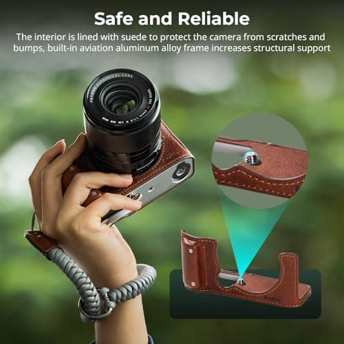 SMALLRIG X-M5 Leather Half Case Kit for FUJIFILM X-M5, Including Leather Half Case, Wrist Strap, Genuine Leather Material, Portable and Protecting (Brown) - 4880 — view 3