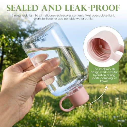 Sesaver 2Pcs Flat Water Bottle Set with Handle(Pink + Green) — view 6