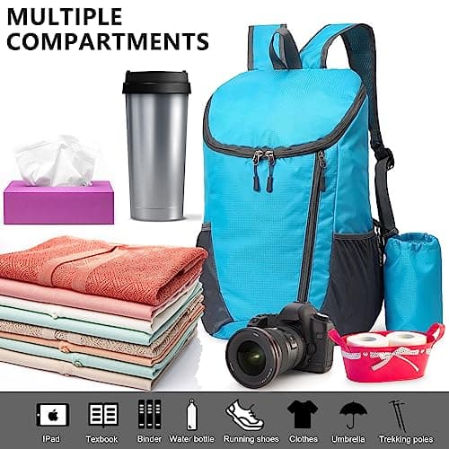 Yoolly Lightweight Foldable Backpack, Small Hiking Rucksack, Waterproof Packable Backpack for Men Women Kids, Durable Rucksack for Outdoor Sport Travelling Hiking Camping Biking Walking (Blue) — view 6