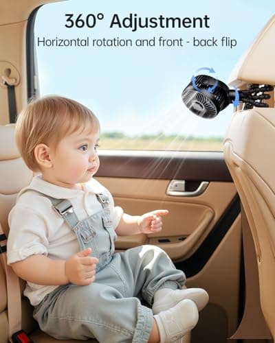 Bearwind Pram Fan, Rechargeable 4-Speed Clip On Fan, Digital Display, Black — view 5