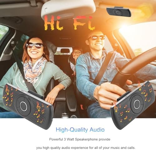 LETRADE Hands Free Car Phone Kit Bluetooth,Support Siri Google Assistant Voice Commands Calls,GPS, Music with TF Card Slot, Magnetic Clip, Automatic Connection,for Android & iOS Phones — view 2
