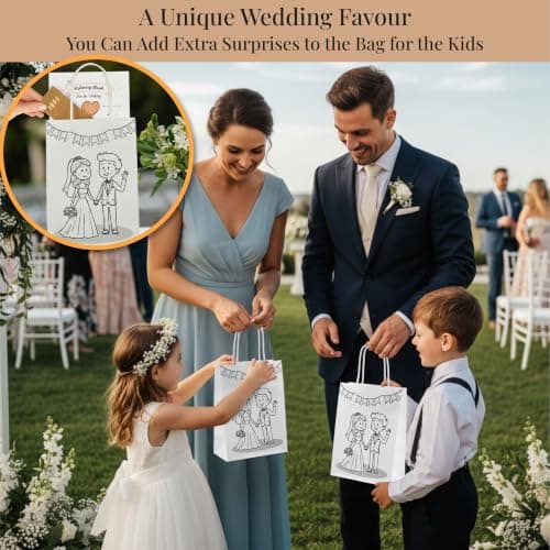 Pack of 12 Kids Wedding Activity Packs – Includes Wedding Colouring Books for Children, Crayons, Gift Bags – Fun Party Favours and Games to Keep Little Guests Entertained – Unique Favours for Guests — view 4