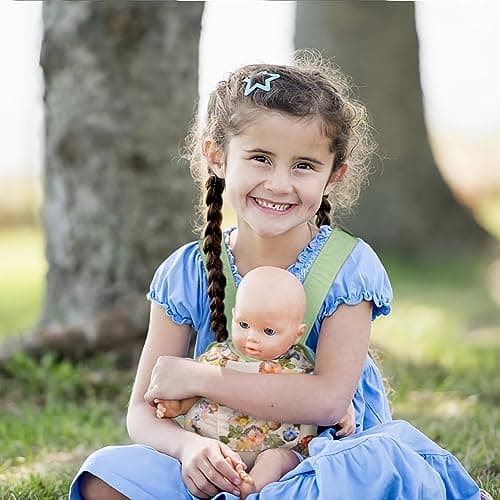 Aolso Baby Carrier Soft Cotton, Front and Back Carrying with Adjustable Straps for 14" to 18" Doll, Carrier Accessories for Kids (Green) — view 5