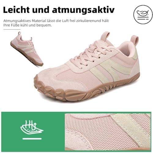 Barefoot Shoes Mens Womens Trail Running Shoes Outdoor Zero Drop Wide Toe Box Shoes Lightweight Walking Sneakers Non Slip Hike Footwear Minimalist Fitness Shoes，Pink，5UK — view 5