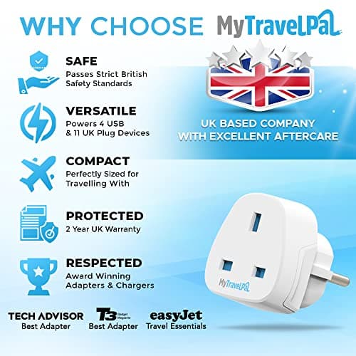 MyTravelPal UK to Europe Plug Adapter (2 Pack) | UK Safety Standards — view 5
