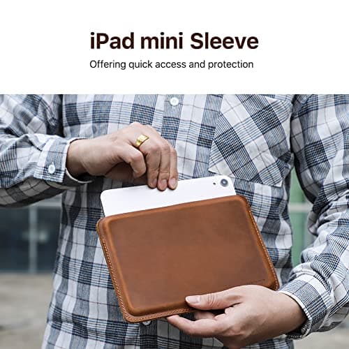 CONTACT'S FAMILY Sleeve for 7.9/8.3 Inch iPad Mini, Slim Protective Leather Case Compatible with iPad Mini 7.9”/8.3”(Horizontal Model)(Brown) — view 6