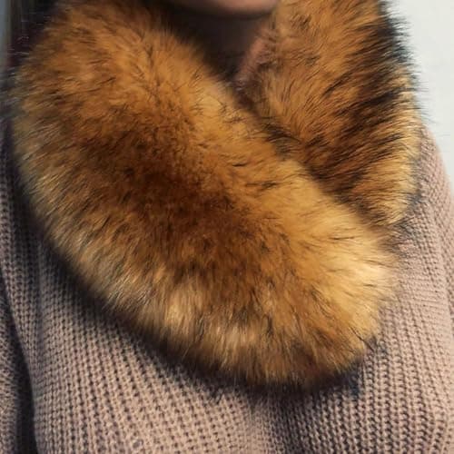 Momolaa Clearance Faux Fur Collar Women's Neck Warmer Scarf Wrap Fluffy Fake Fur Scarf Wrap Winter Neck Warmer Rose Gold — view 2