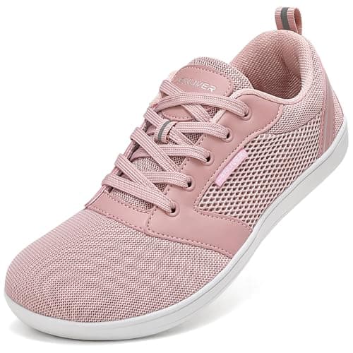gitzing Barefoot Shoes for Womens Mens Wide Outdoor Trail Minimalist Running Trainers Walking Shoes Lightweight and Breathable Sneakers Unisex-Classic Pink 7.5 UK(41 EU)