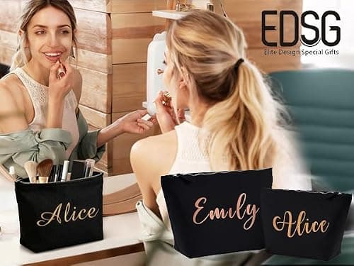Personalised Makeup Bag for Women - Custom Cosmetic Bags, Personalised Wash Bag, Travel Toiletry Organizer, Gift for Her Birthday, Christmas, Wedding, Mum, Girlfriend, Grandma(L 30 x 16 cm) — view 5
