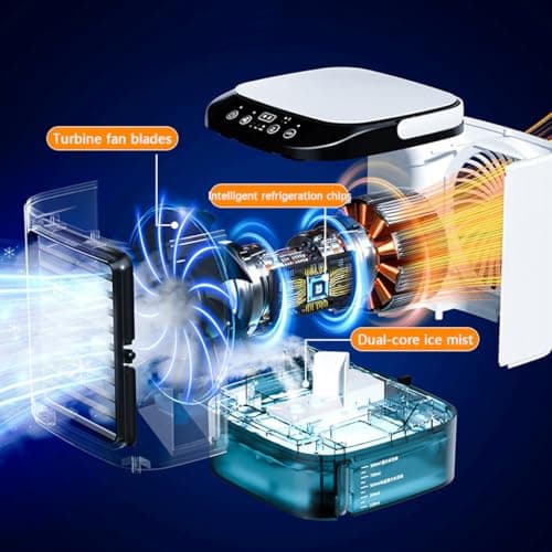 Air Cooler, Mini Portable Air Conditioner Fan,Noiseless Evaporative Air Humidifier,Air Con Unit,3 in1 Desk Air Cooler 3 Wind Speeds,Cooling Mist,7 LED Lights Desk Cooler for Home Travel Office — view 2