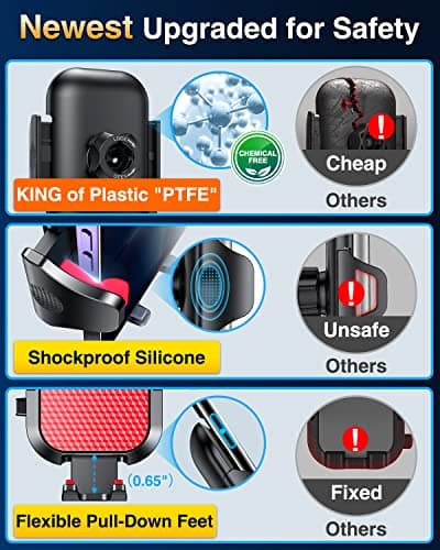 VANMASS Car Phone Holder 2026 BEST【85+ lbs Strongest Suction & Vent Clip】True Military-Grade Patent Universal Mobile Vehicle Mount Dashboard Windscreen Van Cradle for 17 Pro Max 16 15 14 Samsung, Red — view 5
