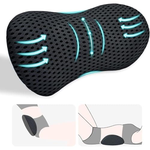 YUGEVRA Lumbar Support Pillow for Lower Back Pain Relief – Ergonomic Streamline Memory Foam Cushion for Office Chair, Car Seat, Gaming, Recliner and Sleeping (Black)