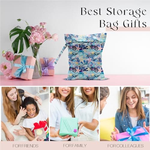 zcyxuuw Wet Bag for Swimsuit, Beach Travel Essentials Wet Dry Bag, for Sunscreen Toiletry Dirty Clothes Yoga Gym Diaper, Friends Summer Beach Vacation Gifts. Colorful starfish coral — view 6