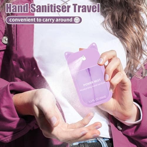 3pc Hand Sanitizer Spray For Woman, Power Mist Hand Sanitiser Mini For Travel Protective Case with 3 Bonus Cat Ears (Pink Blue Purple) — view 4