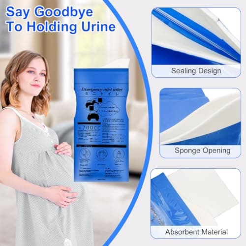 6 Pcs Portable Urinal for Women Men, 700 ml Urine BagsPee Bags, Emergency Toilet Vomit Bags for Travel Urinals, Portable Camping Toilet Bags with Gel for Traffic Jam Hiking Camping Adults Pregnant — view 4