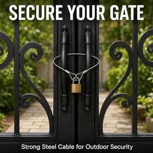 5 Pcs Stainless Steel Cable with Loops, 12inch Vinyl Coated Wire Rope Long Rope Lanyard Lock Stainless Chains for Outdoor Gates, Stage Lighting, Luggage Lock Wire Rope, 2 mm Thickness — view 4