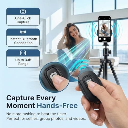 2 Pack Bluetooth Camera Remote Shutter Selfie Stick Shutter, Bluetooth 5.2 — view 5