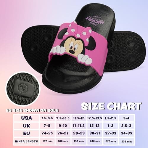 Disney Stitch Sliders for Girls Shower Beach Pool Shoes Slip On for Holiday Travel Summer Slippers Stitch Gifts for Girls (Pink Minnie, 12/13 UK) — view 6