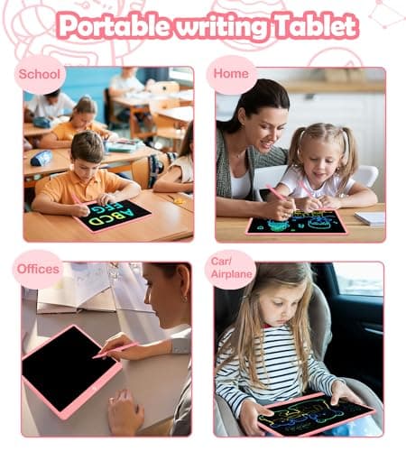 LCD Writing Tablet Doodle Board, 16inch Colorful Drawing Tablet Writing Pad, Kids Travel Essentials, Toddler Toys for 3 4 5 6 7 8 Year Old Girls Boys- Christmas and Birthday Gifts (Pink) — view 6