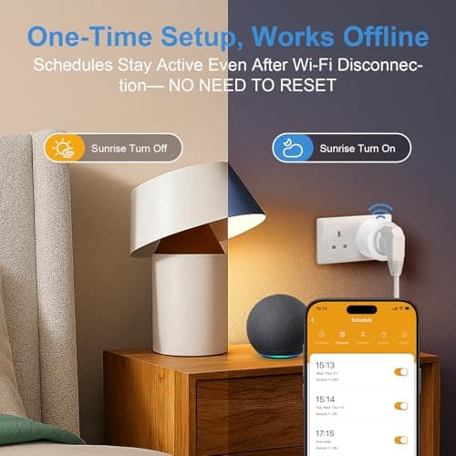 SURFOU Smart Plug WiFi Socket with Energy Monitoring, Timer & Schedule, App Remote Control, Voice Control Compatible with Alexa, Google Home and SmartThings, Mini Smart Plug, 13A , 2 Pack — view 3