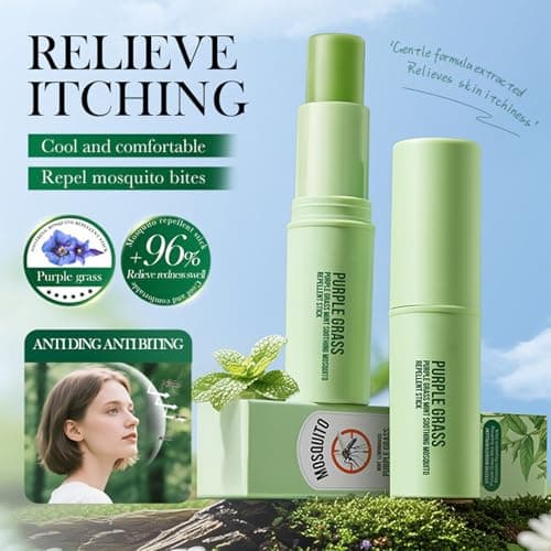 Mosquito Bite Relief Stick, Purple Grass Insect Bite Relief, Bite Cream For Itchy Skin Relief For Adults, Repels & Soothes Mosquito, Wasp & Midge Bites, Outdoor Travel Essentials, 7g — view 2