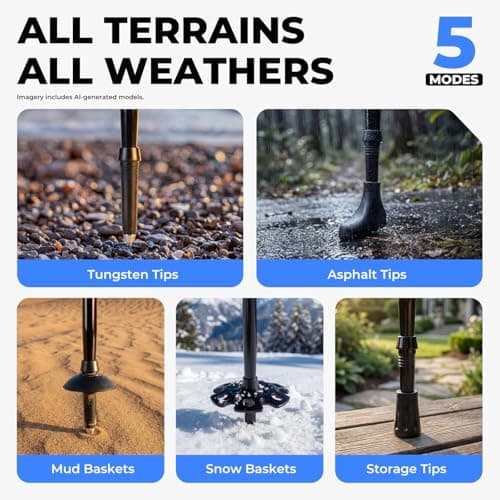 TANSTRIDER Trekking Poles for Hiking - Collapsible Lightweight 7075 Aluminum Hiking Sticks, 110-135 cm Adjustable Tri-Fold Walking Poles with Anti-Slip EVA Grip for Men and Women (Purple) — view 6