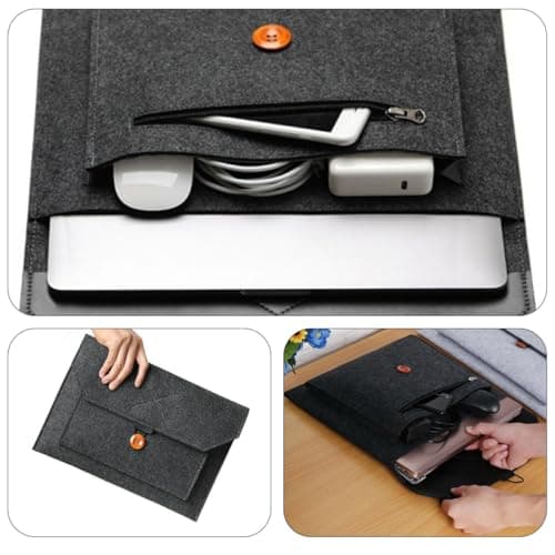 TOVINANNA Tablet Bag Felt Pouch Business Laptop Carrying Bag Minimalist 13-Inch Wool Felt Sleeve Protective Cover Travel for Office Use — view 3