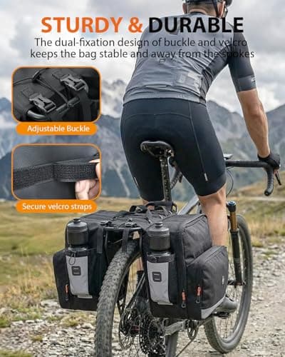 NDakter Bike Panniers, 30L Waterproof Bike Pannier Bags for Rear Rack, Expandable Double Bicycle Trunk Saddle Bag with Reflective Strips,Ebike Accessories for Commute Road and Mountain Cycling Travel — view 4