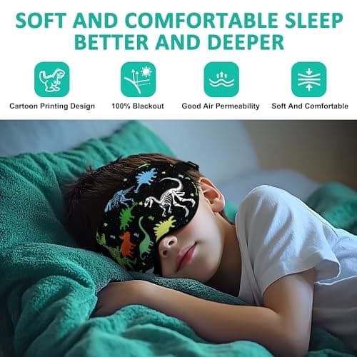 2 Pack Sleep Mask for Kids, Eye Mask for Sleeping, Cute Cartoon Sleeping Eyemask with Adjustable Strap, Blackout Eyeshade for Kids Teen Blindfold for Home Travel Nap Party Use — view 5