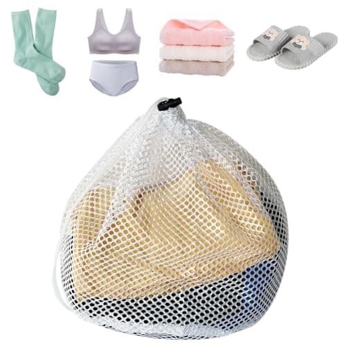 GZSYWZ 2 Pcs Mesh Laundry Bag with Drawstring Linen Portable Bags Washing Machine for Clothes,Bedding,Tablecloths,Curtains (30x40cm) — view 4