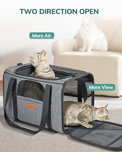 Morpilot Cat Carrier with Wheels Airline Approved, Pet Dog Carrier with Wheels for Small Dogs, Rolling Cat Carrier for Large Cats Puppy Stroller Detachable and Foldable Pet Travel Bag Dark Gray — view 3