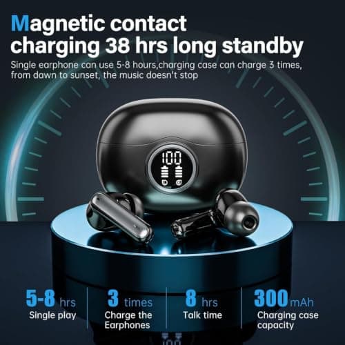 Wireless earbuds, Bluetooth 5.3 Ear buds Earphones with LED Digital Display — view 3