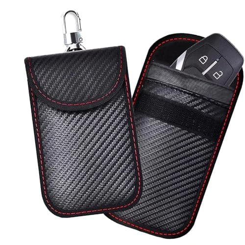 KAV Faraday Key Fob Protector Pouch Bag- Carbon Fiber Compact Signal Blocking Pouch for Pocket Size Car Key Wallets - RFID Blocking, Anti-Theft, Remote Entry Protector (Pack of 2) — view 2