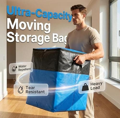 180L Collapsible Storage And Moving Bag,Jumbo Moving & Storage Bag, Heavy-Duty Handles & Zippered Closure, Folds Flat, Perfect For Moving, Travel Or Closet Organization (Blue,180L) — view 2