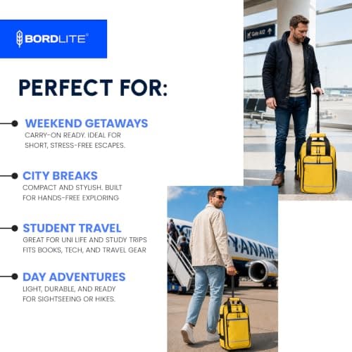 Bordlite Ryanair 40x20x25cm Cabin Backpack on Wheels – Lightweight 2 in 1 Trolley Bag & Rucksack (20L) – Fits Ryanair Free Hand Luggage Allowance — view 5